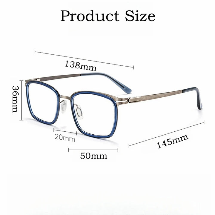 Yimaruili Unisex Full Rim Square Titanium Acetate Eyeglasses Y7910 Full Rim Yimaruili Eyeglasses   