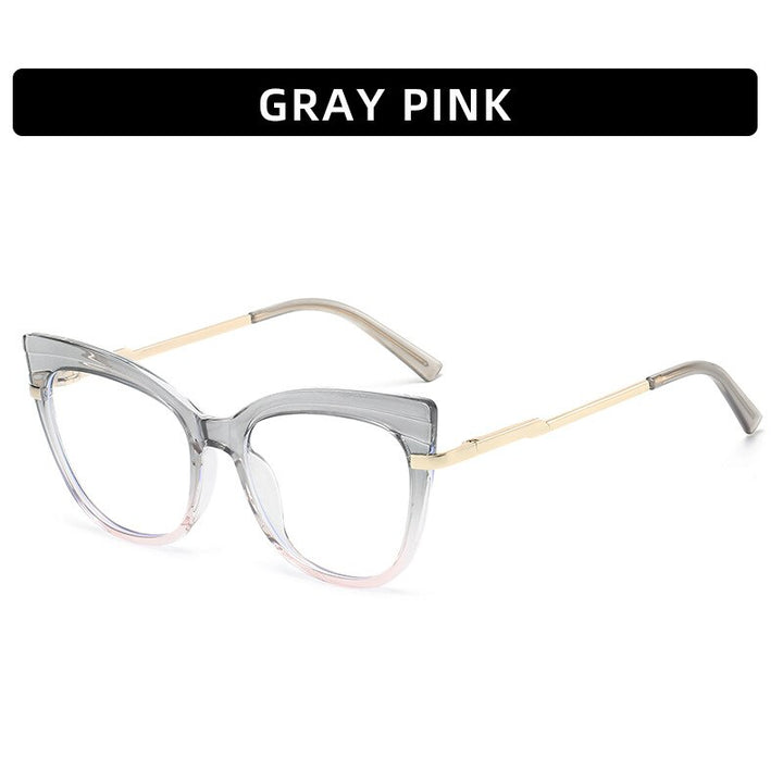 CCspace Women's Full Rim Square Cat Eye Tr 90 Titanium Eyeglasses 56148 Full Rim CCspace GrayPink  