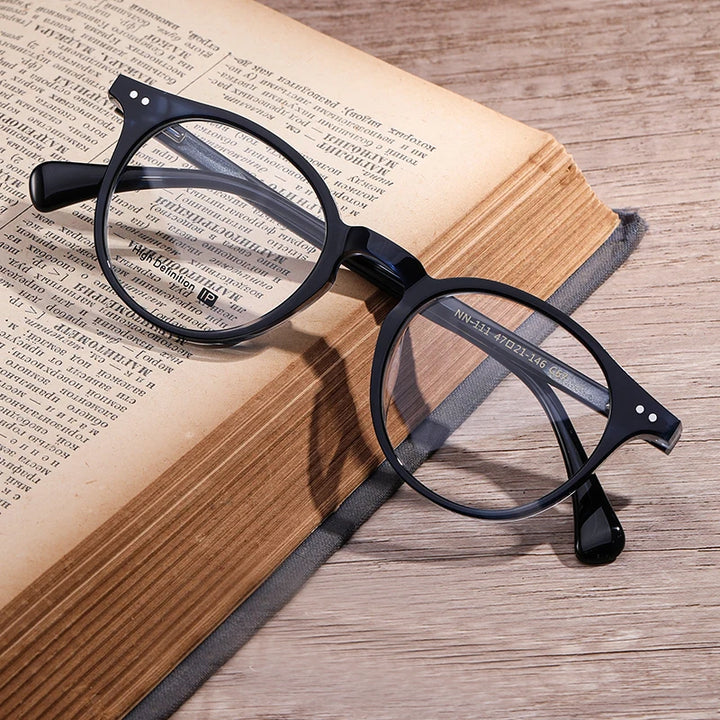 Black Mask Women's Full Rim Round Acetate Eyeglasses 934111