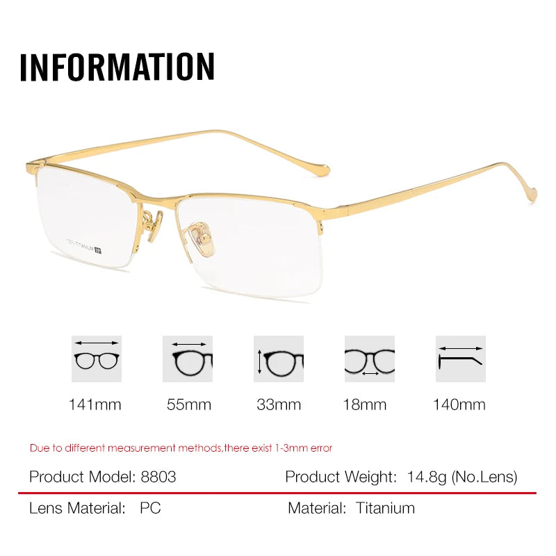 Aror Unisex Semi Rim Square Titanium Eyeglasses 88034