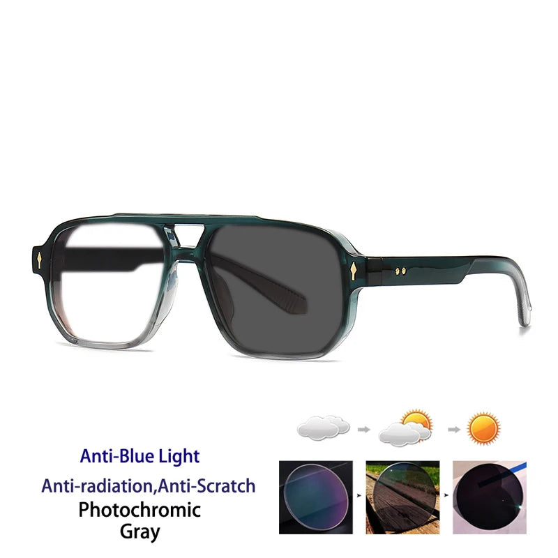 Kocolior Unisex Full Rim Square Double Bridge Tr 90 Alloy Reading Glasses 76061
