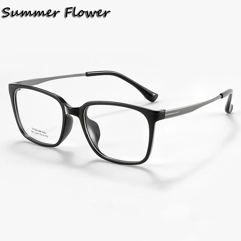 Summer Flower Unisex Full Rim Square Tr 90 Titanium Eyeglasses 66014
