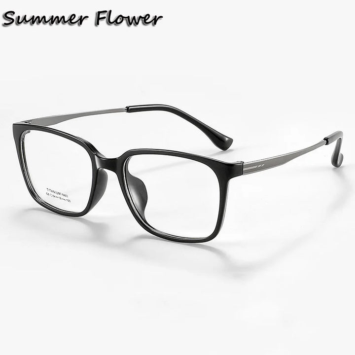 Summer Flower Unisex Full Rim Square Tr 90 Titanium Eyeglasses 66014