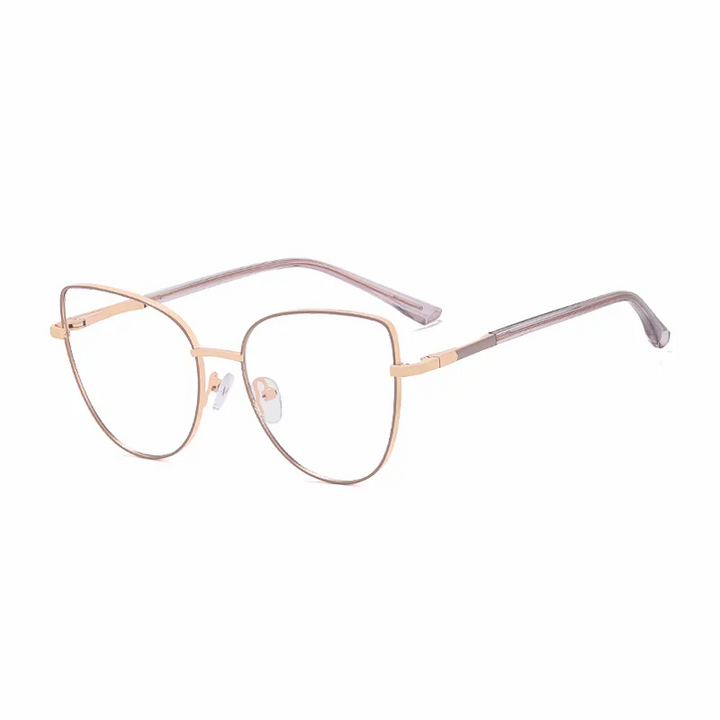 Ralferty Women's Full Rim Square Cat Eye Alloy Eyeglasses R81530 Full Rim Ralferty C8 Khaki CHINA 