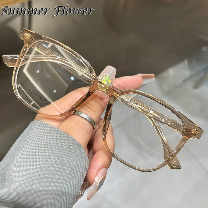 Summer Flower Women's Full Rim Square Tr 90 Titanium Eyeglasses 51018