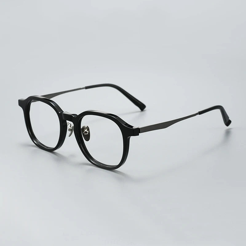 Black Mask Unisex Full Rim Square Titanium Acetate Eyeglasses 396574