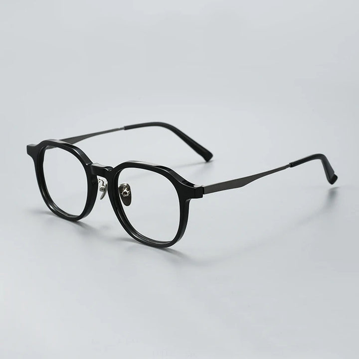 Black Mask Unisex Full Rim Square Titanium Acetate Eyeglasses 396574