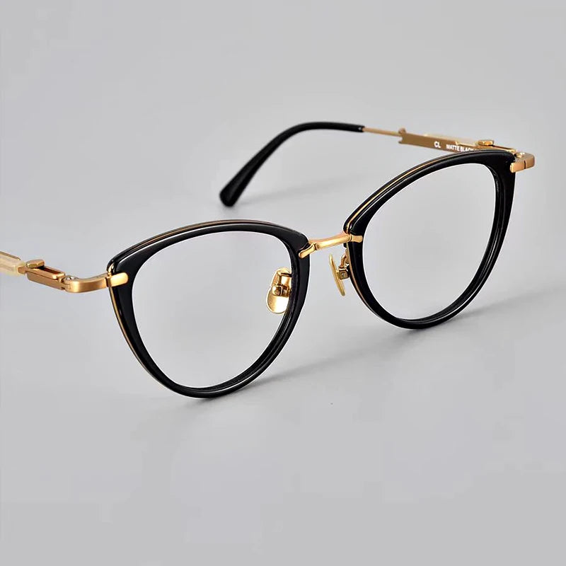 Hewei Unisex Full Rim Oval Cat Eye Acetate Alloy Eyeglasses 13252 Full Rim Hewei   