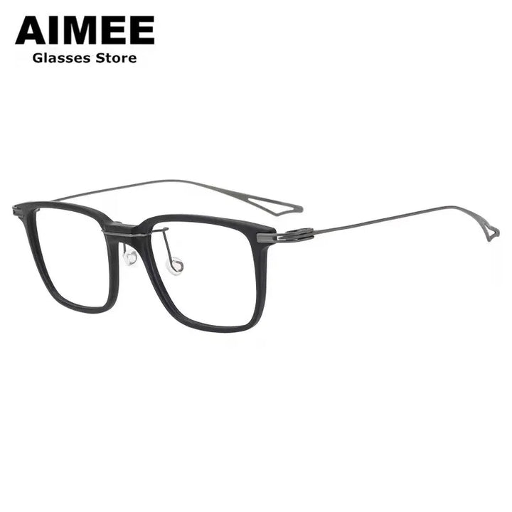 Aimee Unisex Full Rim Big Square Acetate Titanium Eyeglasses 15816 Full Rim Aimee   