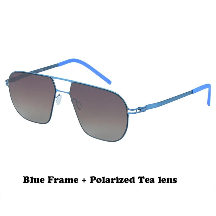 Aimee Men's Full Rim Oval Double Bridge Screwless Titanium Sunglasses 19140