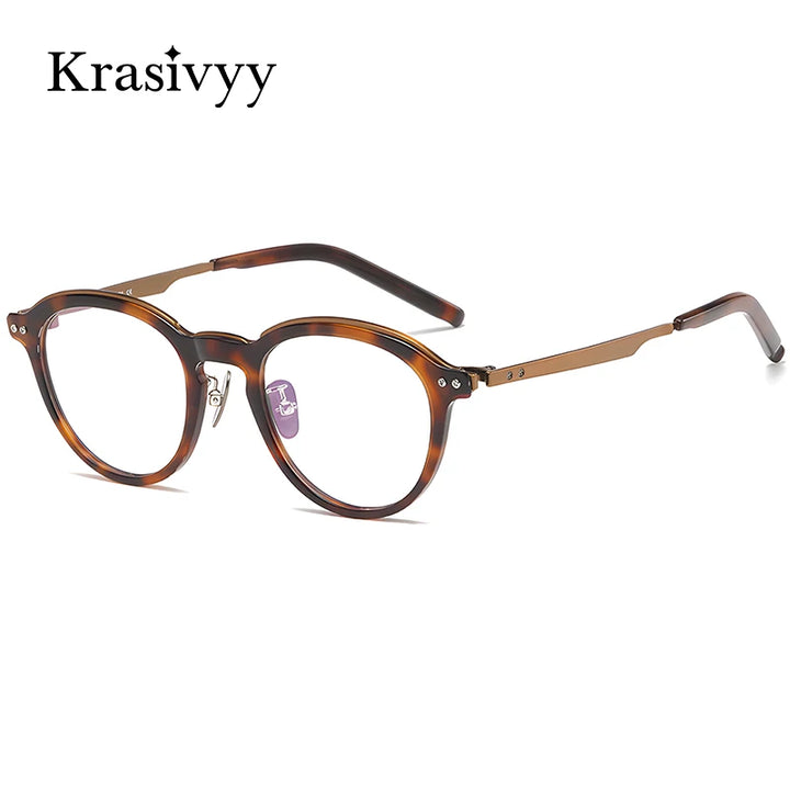 Krasivyy Unisex Full Rim Round Acetate Titanium Eyeglasses 942113 Full Rim Krasivyy