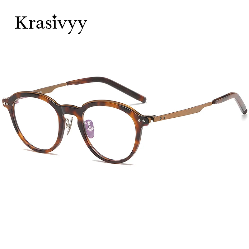 Krasivyy Women's Full Rim Round Titanium Acetate Eyeglasses 62113