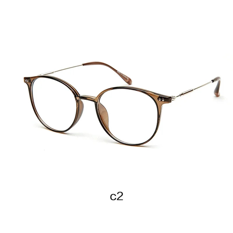 Handoer Unisex Full Rim Round Oval Alloy Acetate Eyeglasses 13819