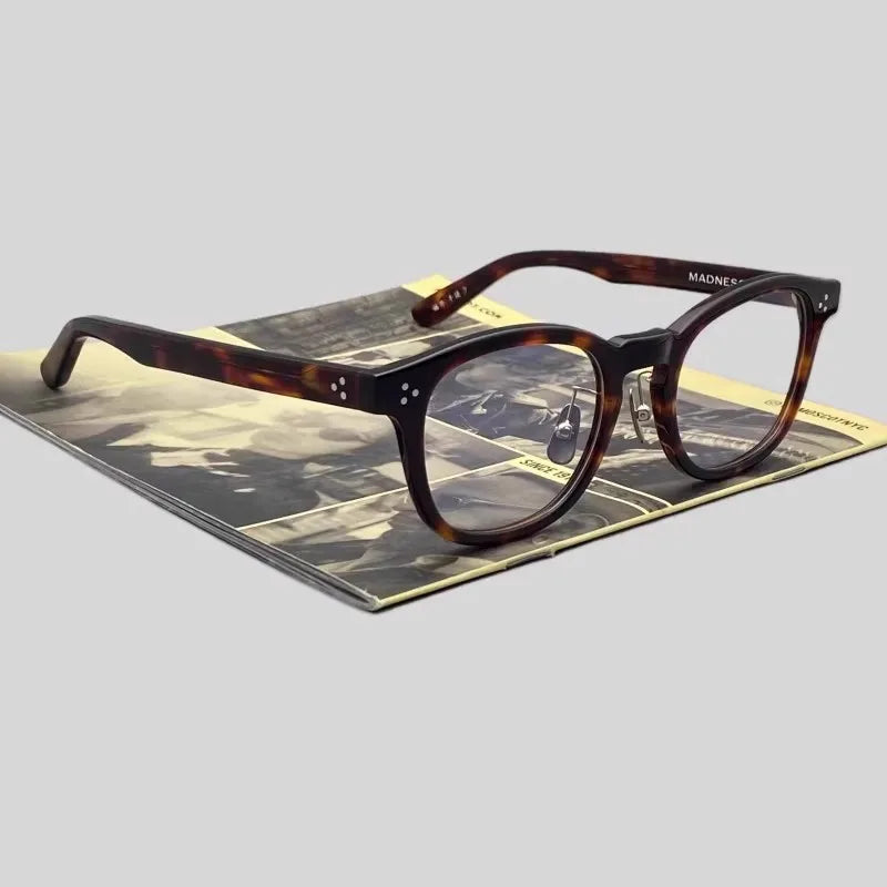 Black Mask Unisex Full Rim Square Brow Line Acetate Eyeglasses 492340