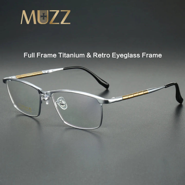 Muzz Men's Full Rim Square Titanium Eyeglasses 76121 Full Rim Muzz