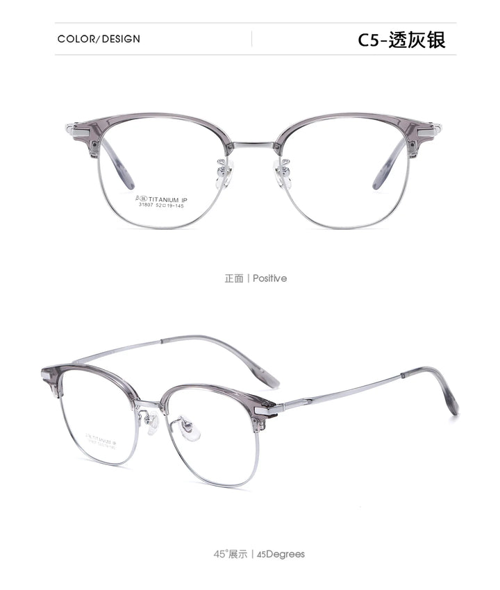 Bclear Unisex Full Rim Browline Titanium Eyeglasses SM-31807