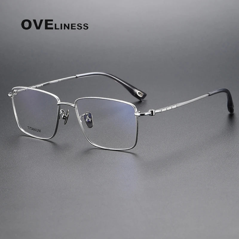Oveliness Men's Full Rim Square Titanium Eyeglasses 80906 Full Rim Oveliness silver  