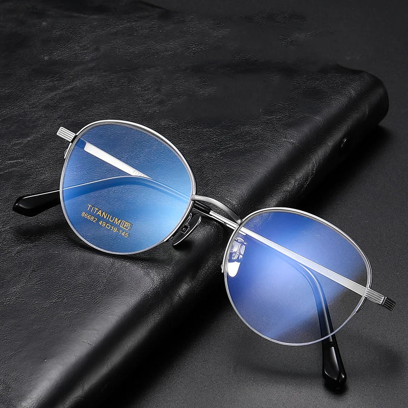 Bclear Unisex Semi Rim Round Titanium Eyeglasses 86682 Semi Rim Bclear   