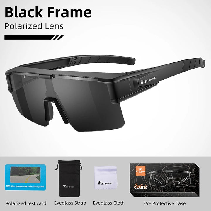 West Biking Unisex Semi Rim Square Polycarbonate Over Frame Sunglasses 930703