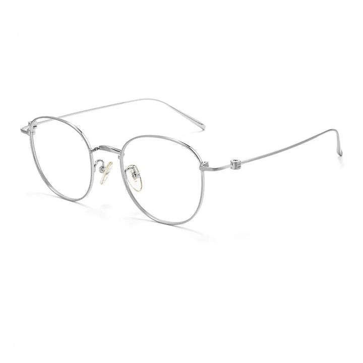 Yimaruili Unisex Full Rim Flat Top Round Titanium Eyeglasses 90237