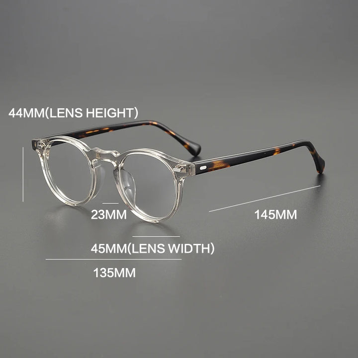 Gatenac Unisex Full Rim Round Acetate Eyeglasses Gxyj1481 Full Rim Gatenac   