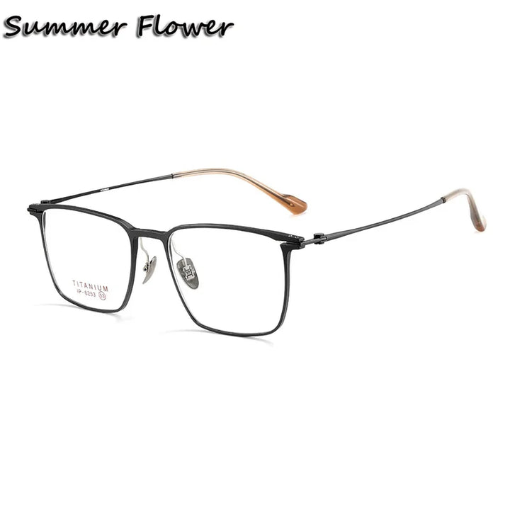 Summer Flower Men's Full Rim Square Titanium Eyeglasses 616253