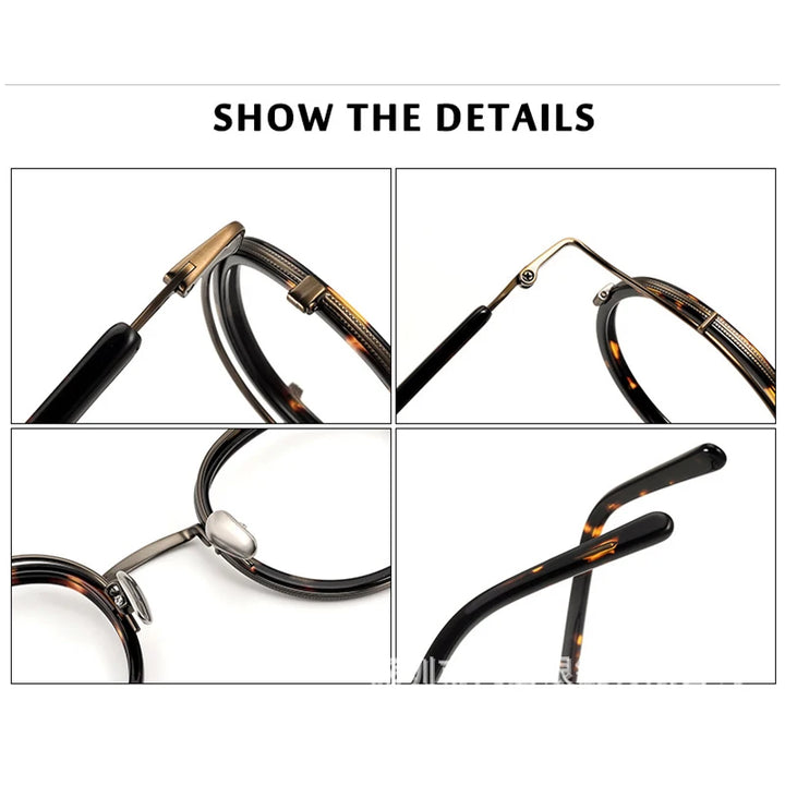 Black Mask Unisex Full Rim Round Titanium Acetate Eyeglasses H2526 Full Rim Black Mask   