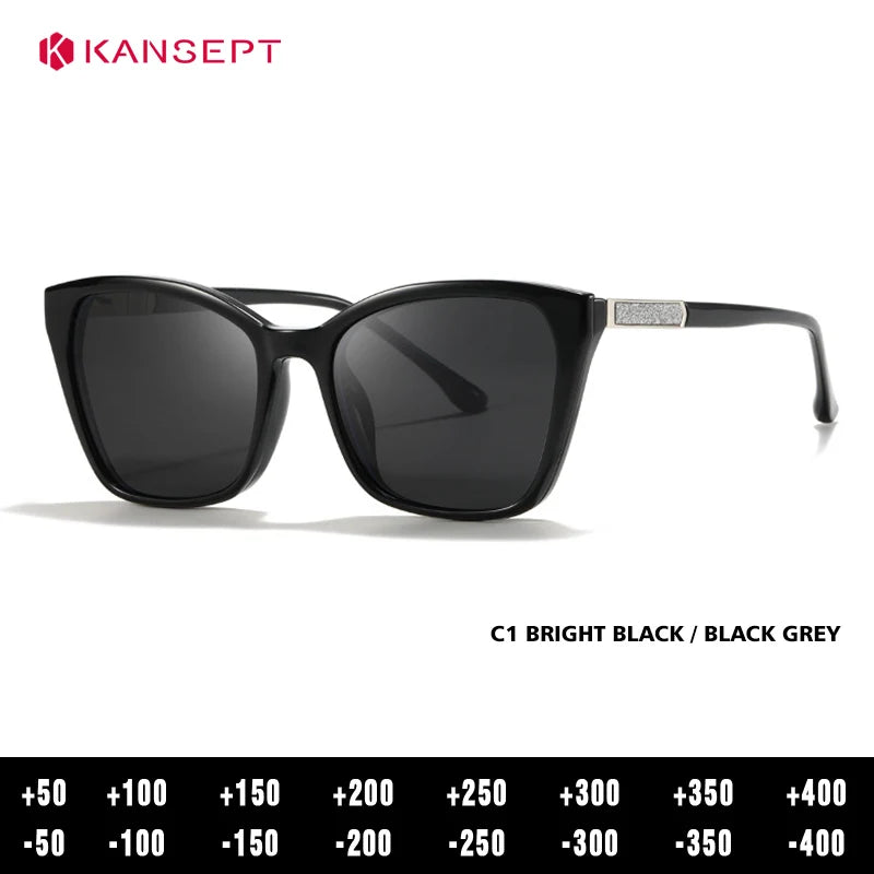 Kansept Unisex Full Rim Square Tr 90 Alloy Reading Glasses Clip On Sunglasses 72005