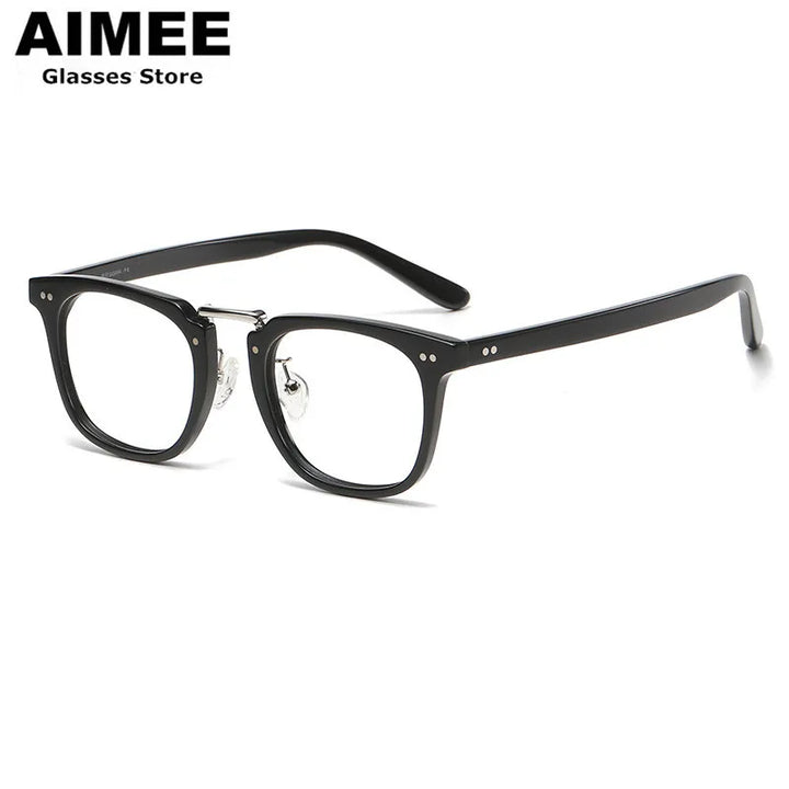 Aimee Unisex Full Rim Square Acetate Titanium Eyeglasses 8001 Full Rim Aimee   