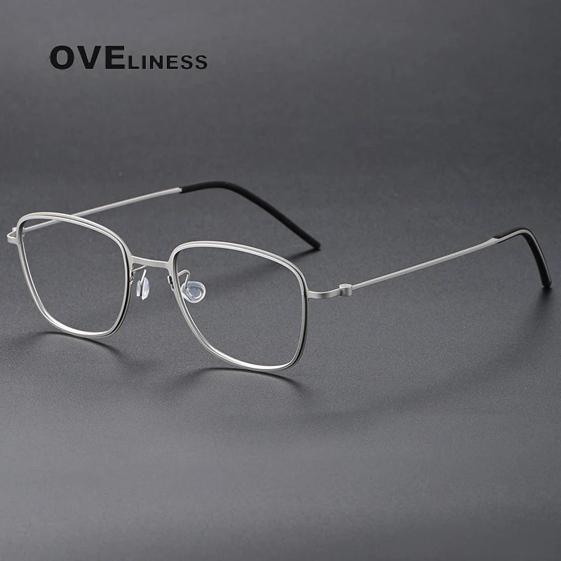 Oveliness Unisex Full RIm Square Screwless Titanium Eyeglasses 5530 Full Rim Oveliness silver  