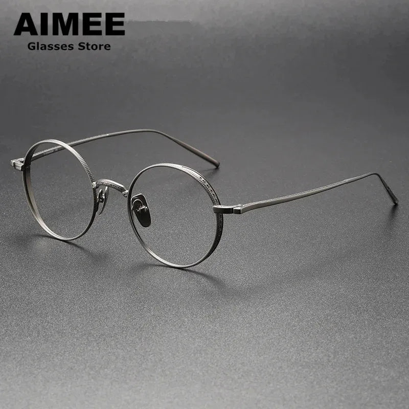 Aimee Unisex Full Rim Round Titanium Eyeglasses 133087 Full Rim Aimee Gun  