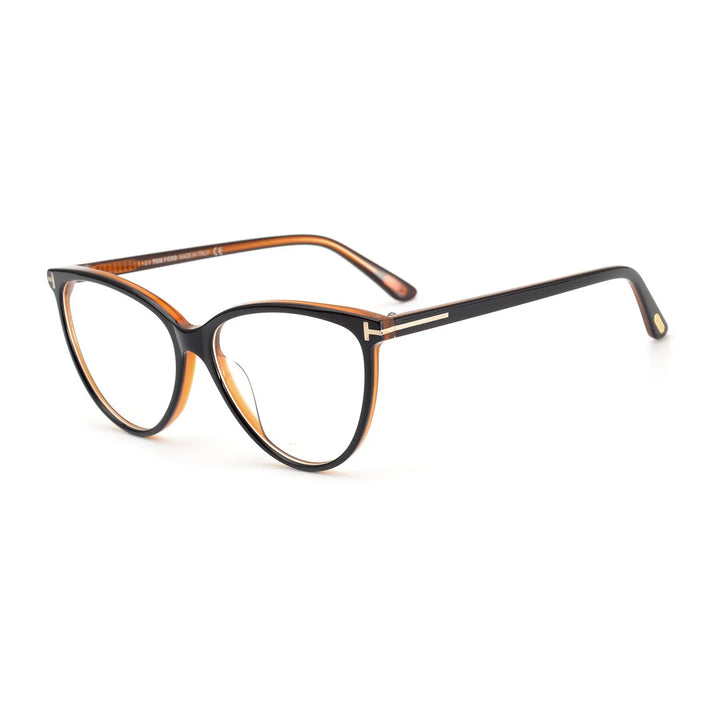 Yimaruili Women's Full Rim Square Cat Eye Acetate Eyeglasses Y5743 Full Rim Yimaruili Eyeglasses Coffee  