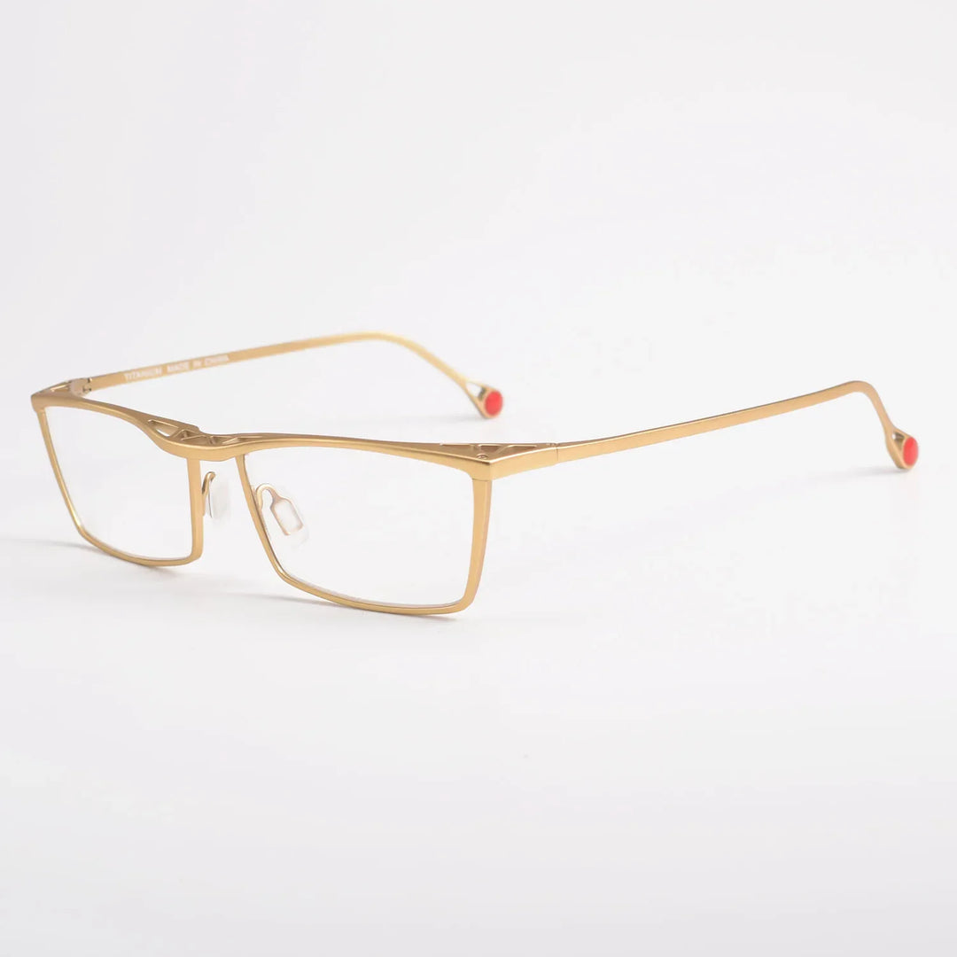 Aror Unisex Full Rim Square Brow Line Titanium Eyeglasses 18212 Full Rim Aror Gold