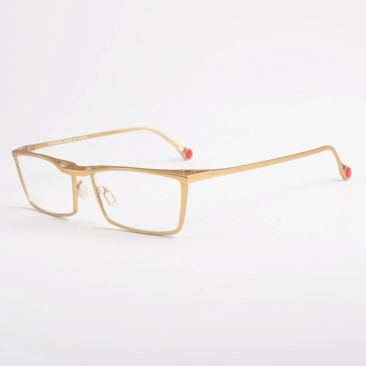 Aror Unisex Full Rim Square Brow Line Titanium Eyeglasses 18212 Full Rim Aror Gold