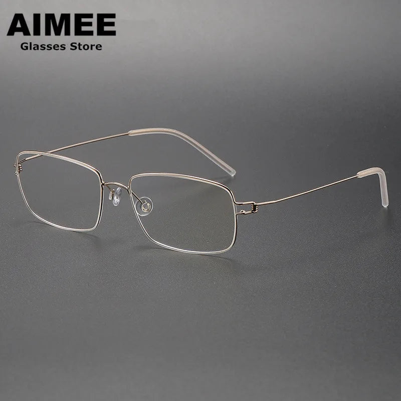 Aimee Unisex Full Rim Square Screwless Titanium Eyeglasses 5517 Full Rim Aimee Golden  