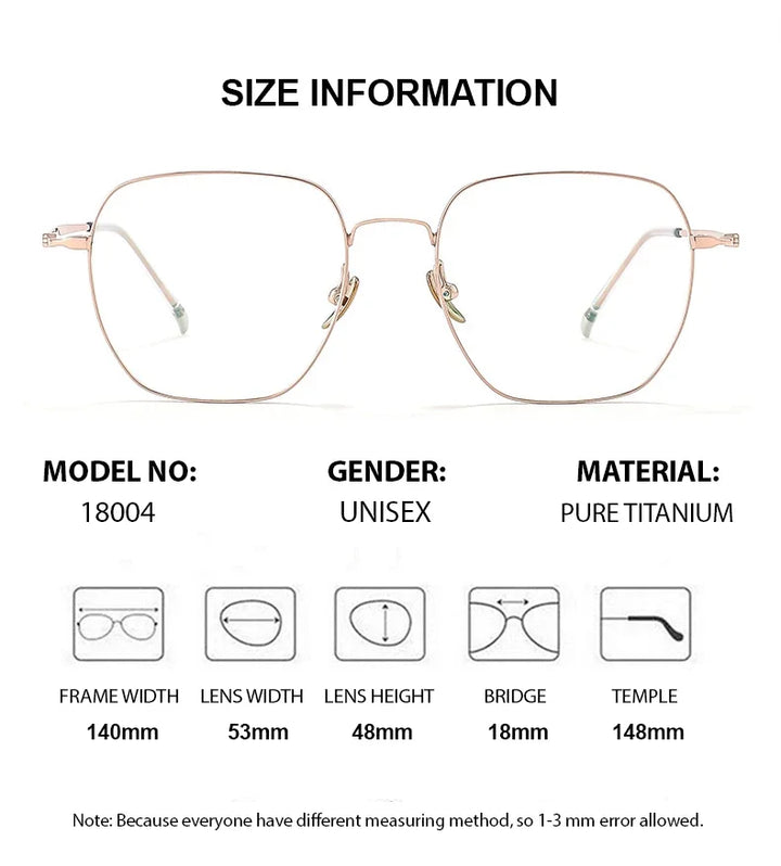 Summer Flower Unisex Full Rim Square Titanium Eyeglasses 18004