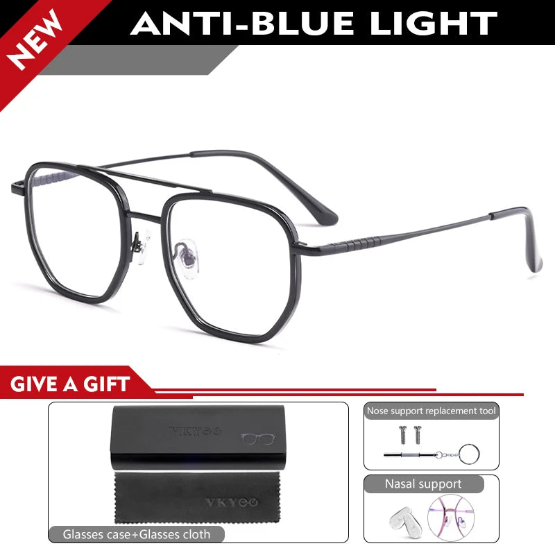 Vicky Unisex Full Rim Oval Double Bridge Titanium Reading Glasses 621361