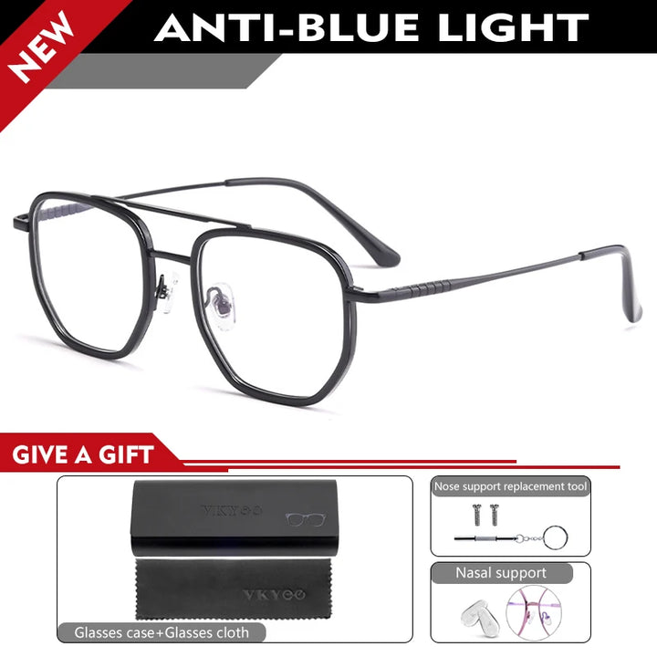 Vicky Unisex Full Rim Oval Double Bridge Titanium Reading Glasses 621361