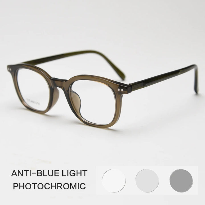 Gatenac Unisex Full Rim Square Tr 90 Titanium Photochromic Reading Glasses 98598