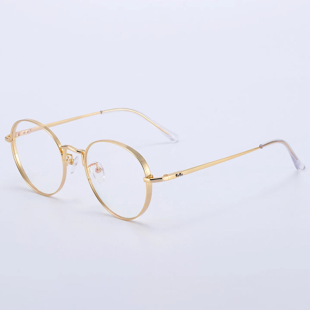 Yimaruili Unisex Full Rim Round Titanium Eyeglasses Y30001 Full Rim Yimaruili Eyeglasses Gold  