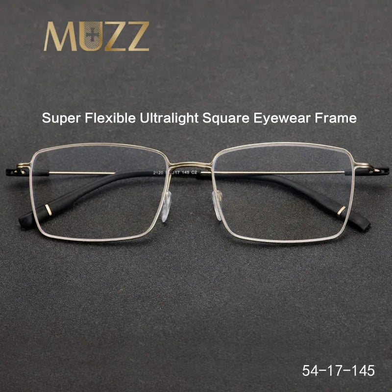 Muzz 2120 men's square alloy prescription eyeglasses