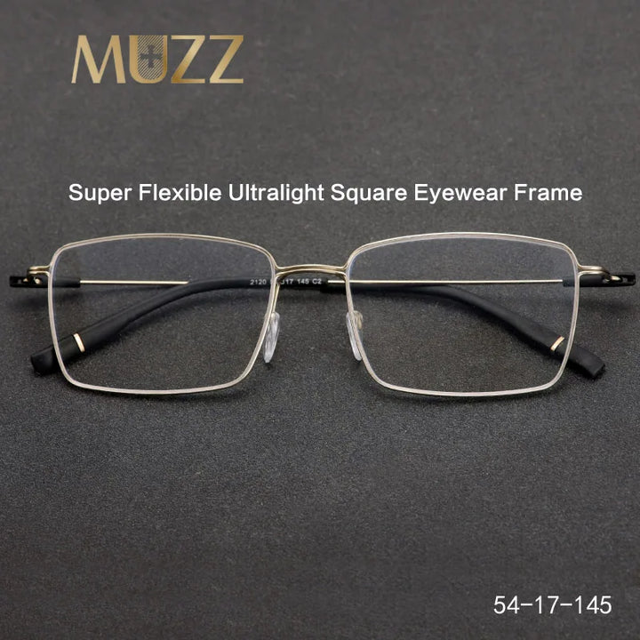 Muzz 2120 men's square alloy prescription eyeglasses