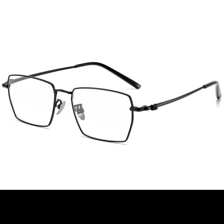 KatKani Men's Full Rim Square Titanium Eyeglasses 552 Full Rim KatKani Eyeglasses Black  