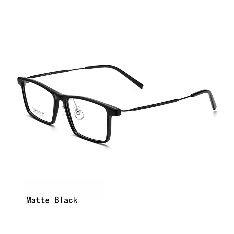 KatKani Unisex Full Rim Square Tr 90 Titanium Eyeglasses 16103x Full Rim KatKani Eyeglasses Matte Black  