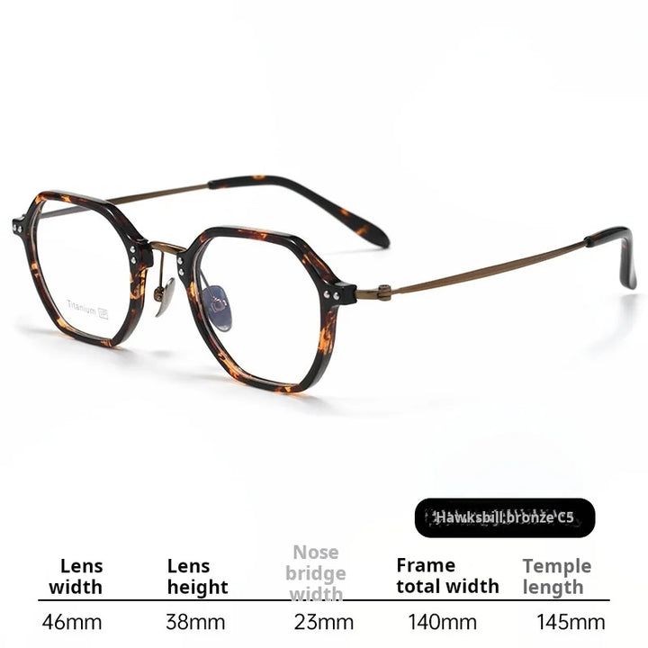 Xbora  Unisex Full Rim Flat Top Polygon Tr 90 Titanium Eyeglasses 518273