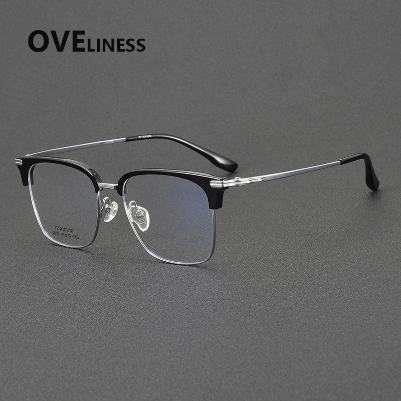 Oveliness Unisex Full Rim Big Square Acetate Titanium Eyeglasses 32009