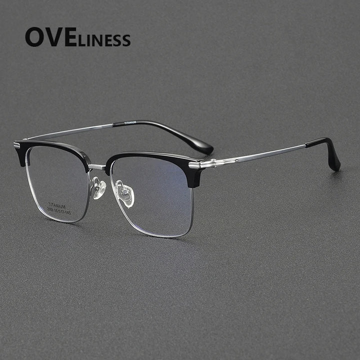 Oveliness Unisex Full Rim Big Square Acetate Titanium Eyeglasses 32009