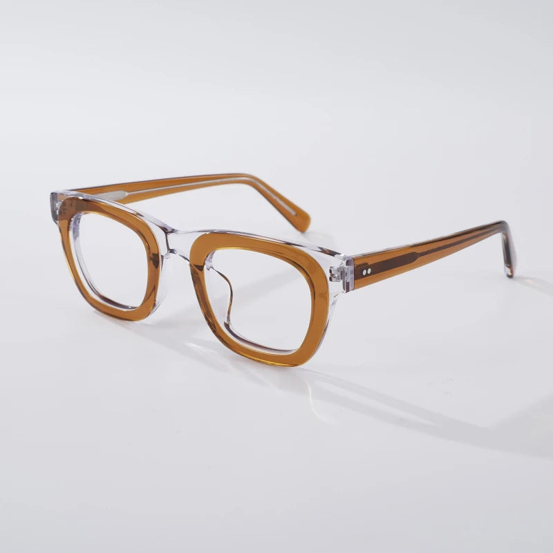 Black Mask Unisex Full Rim Square Brow Line Acetate Eyeglasses 838173