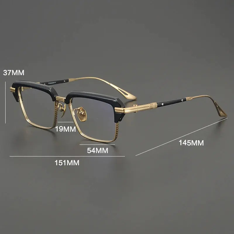 Gatenac Unisex Full Rim Big Square Acetate Titanium Eyeglasses 687008 FuzWeb