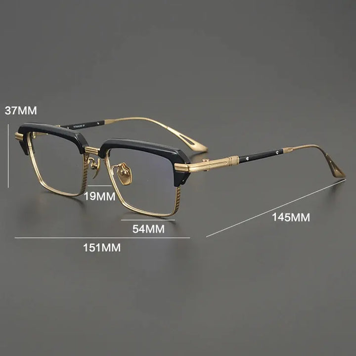 Gatenac Unisex Full Rim Big Square Acetate Titanium Eyeglasses 687008 FuzWeb